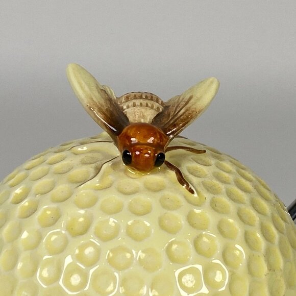 Vintage Lorrie Design Ceramic Honey Pot With Lid Honey Dipper Spoon Made Japan - Picture 3 of 11